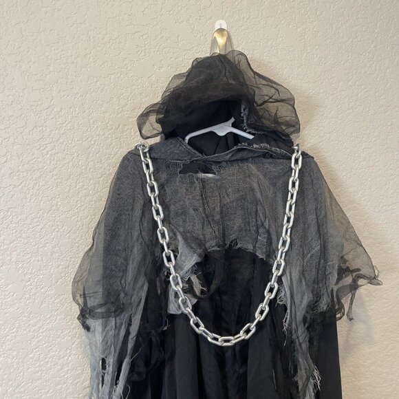 Girls Size Medium 12-14 Miss Reaper Tween Halloween Costume Dress Cape Chain - Picture 6 of 12